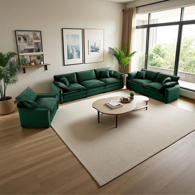 ZWYO HOSIMU Corduroy Oversized Sectional Sofa Set with Deep Seat and Memory Foam Cushions (6-Seater)