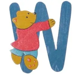 Holzbuchstabe W Bär-Design (H 10 cm) - H 10 cm