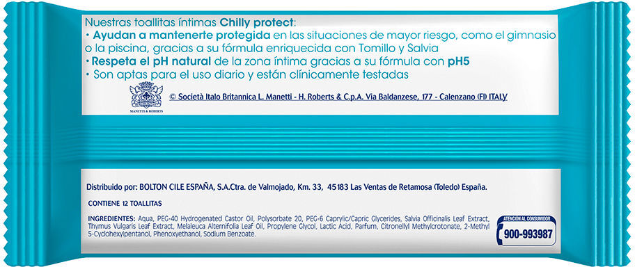 Chilly Extra Protection lingettes intimes 12 u
