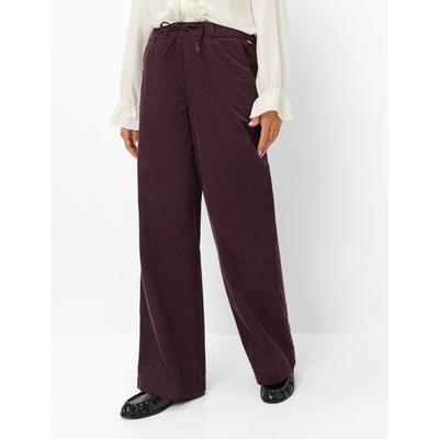 5-Pocket-Hose BRAX "Style MAINE", Damen, Gr. 38, Normalgrößen, lila (dunkelviolett), Web, 100% Baumwolle, Hosen 5-Pocket-Hose, Cord: Palazzohose im Wide Leg