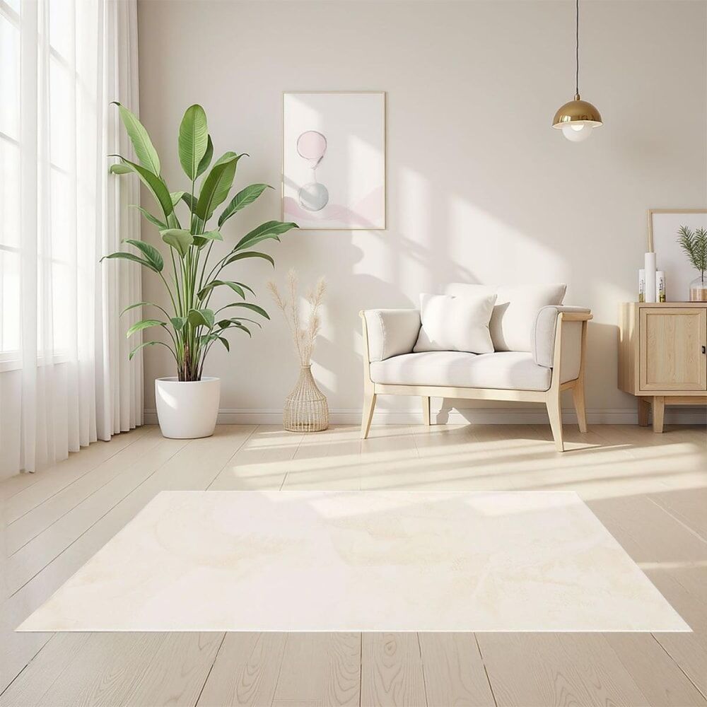 Homestyle4U Tapis Salon Beige 120x180 cm Rose 120x180x2cm