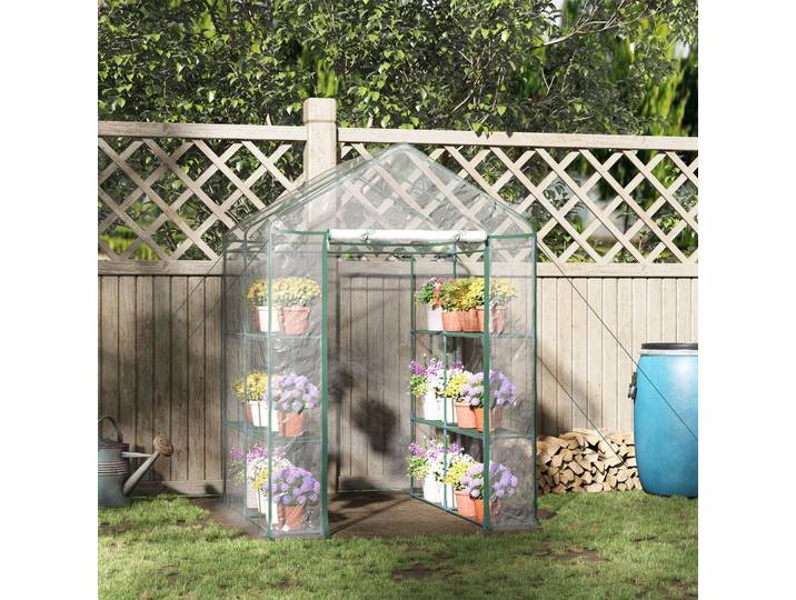 Outsunny Serre Jardin 4 Niveaux Plastique Vert