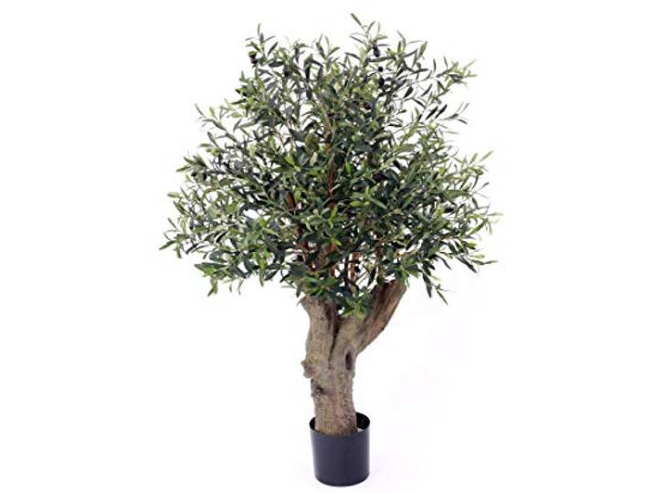 Künstlicher Olivenbaum ca. 140cm hoch ohne Früchte Dicker Stamm, UV-geschützte textile Blätter, Im Topf