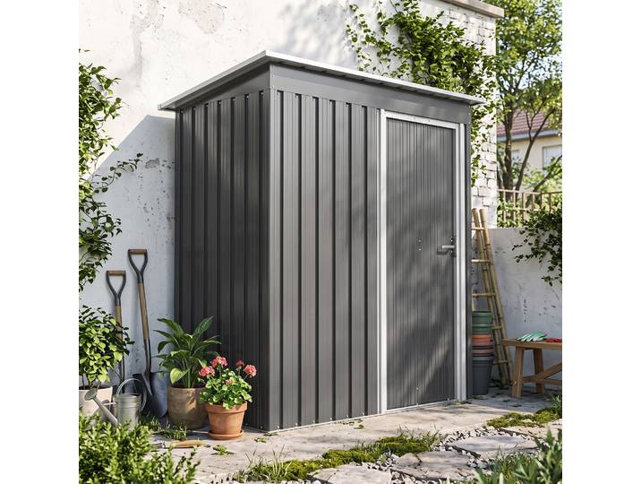 Outsunny Abri Outils Acier Gris Clair 163x89x182 cm