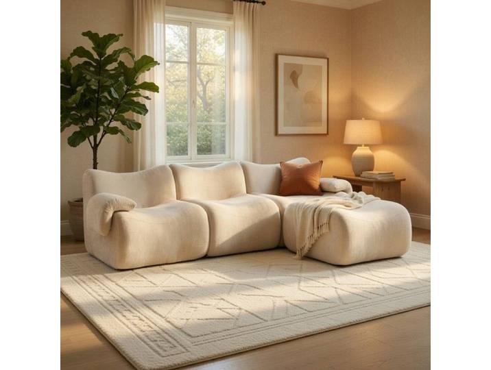 CollaHausse Canapé Modulable Chenille Mousse 30D et Base Antidérapante Kaki Clair