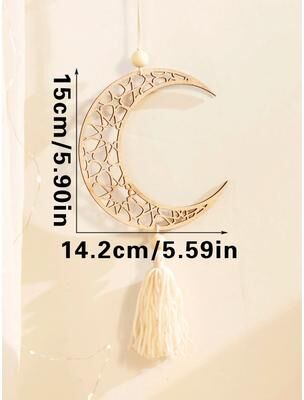 Uplift Picks Wooden Ramadan Hanging Ornaments Eid Mubarak Moon Tassel Decor c