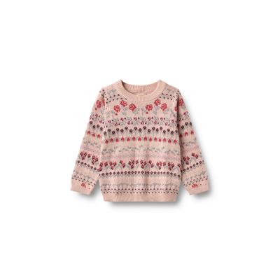 Sweater WHEAT "WHEAT Jacquard Pullover Mikmak", Mädchen, Gr. 110, dim rose, 100% Baumwolle, Rundhals, Sweatshirts Sweater
