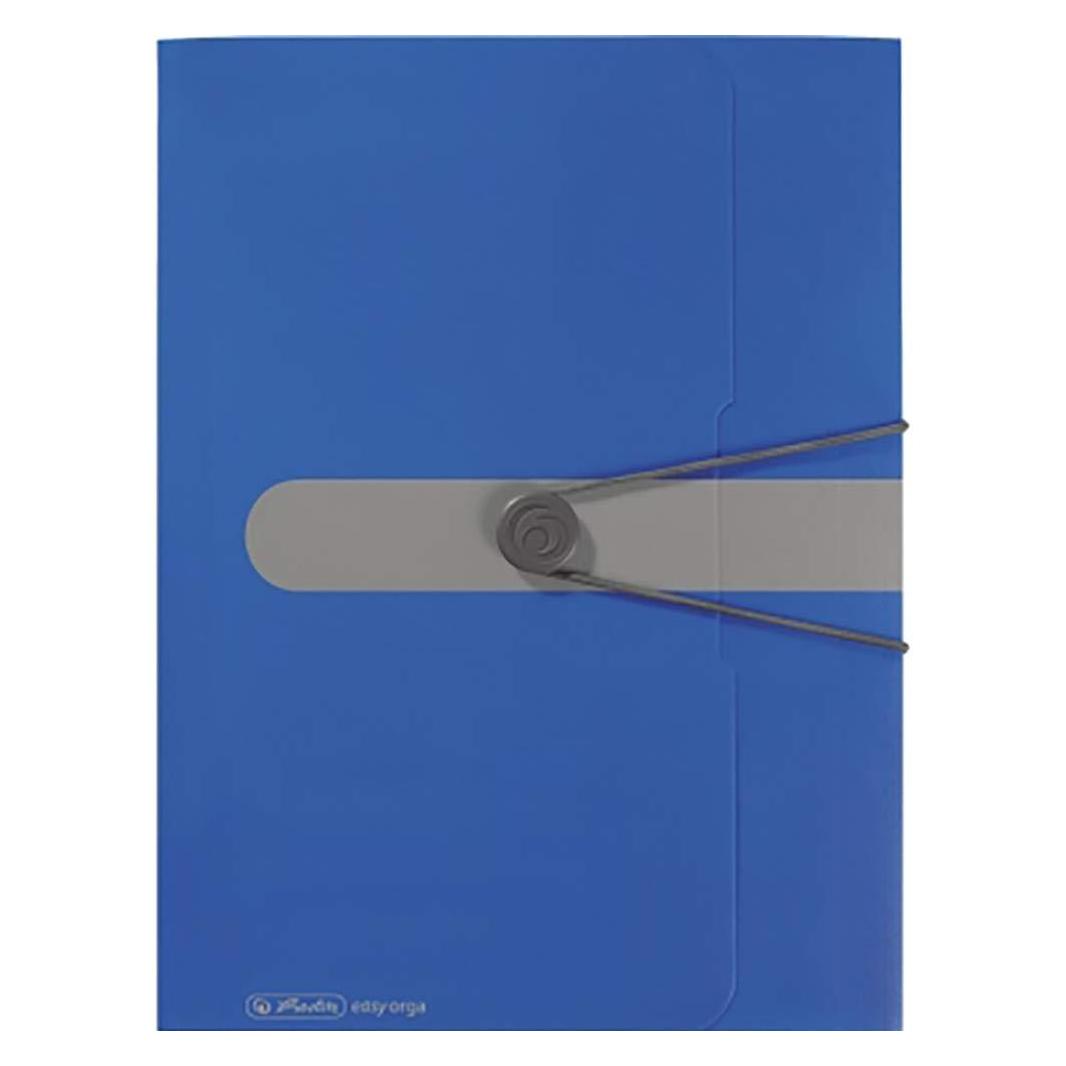 Herlitz Sammelmappe easy orga to go, A4, PP-Folie, blau opak 3 Einschlagklappen, mit Verschlussknopf und Gum (A4, 1x) (11205994)