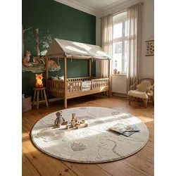 Kinderteppich Kurzflor Creme 120x120 cm - CANAZEI   Kadima Design