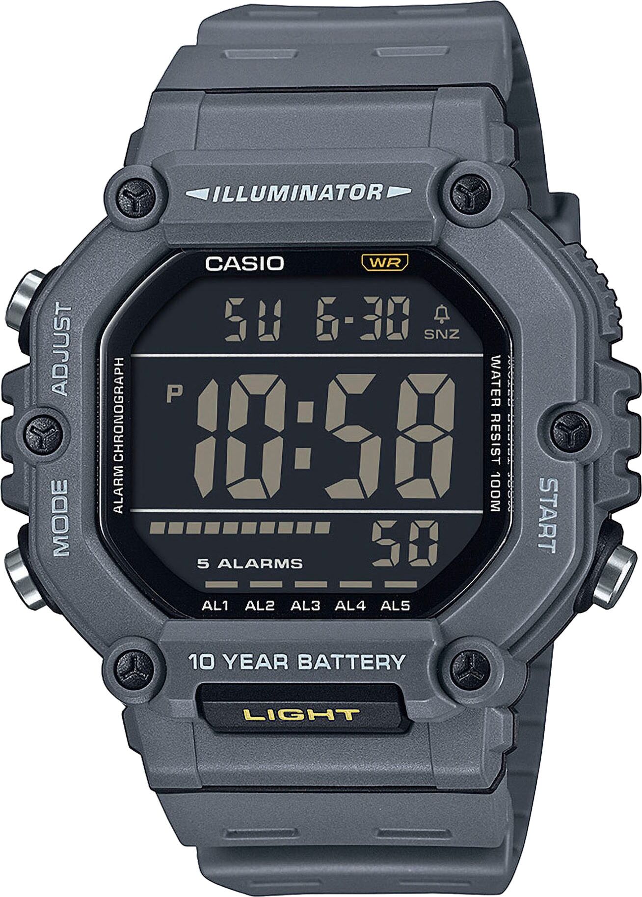 Chronograph, grau, schwarz, CASIO TIMELESS COLLECTION, Armbanduhren, Herren, grau, Chronograph, Quarzuhr, Armbanduhr, Herrenuhr, Digitaluhr, bis 10 bar wasserdicht