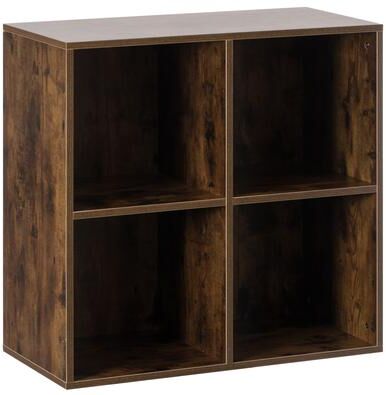 Basicwise Wooden Toy Storage Bookshelf 4 Cube Organizer Square