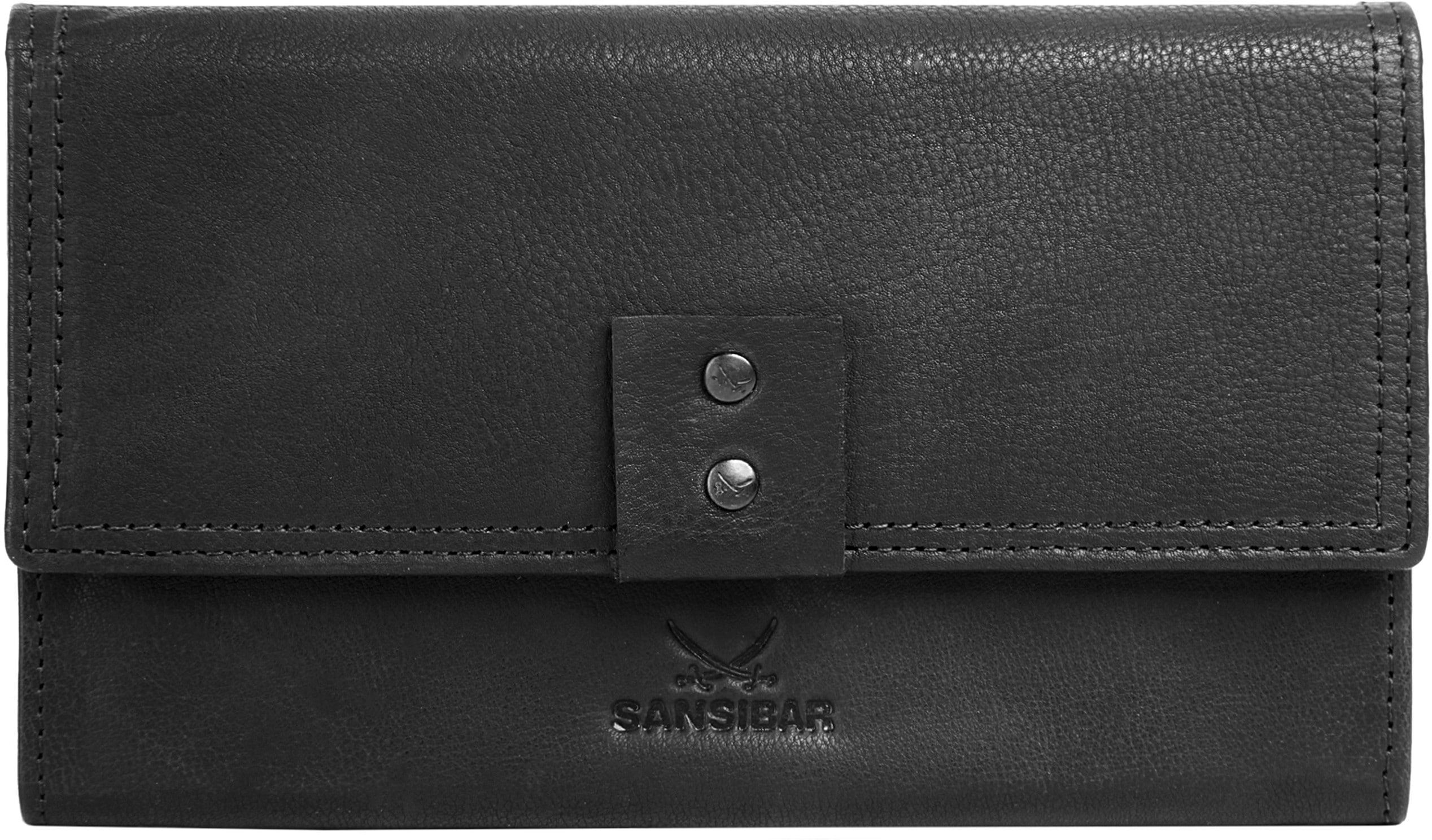 Geldbörse SANSIBAR "SANSIBAR Damen echt Leder", Damen, schwarz, Leder, Strukturmuster, Kleinlederwaren Geldbörse, echt Leder schwarz Einheitsgröße