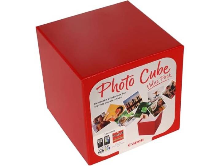 Canon PG-540 CL-541 Photo Cube Pack de 2 Cartouches Noir + Couleur et 40 feuilles de papier photo 13x13cm (emballage carton Photo Cube)