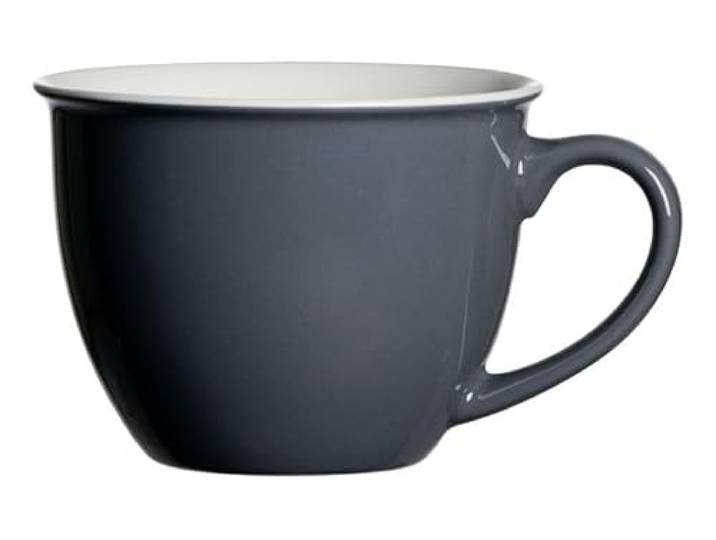 Ritzenhoff & Breker Doppio Jumbotasse, Jumbo Obere, Milchkaffee Obertasse, Ober Tasse, Geschirr, Porzellan, Anthrazit, 350 ml, 430240, 6 Stück