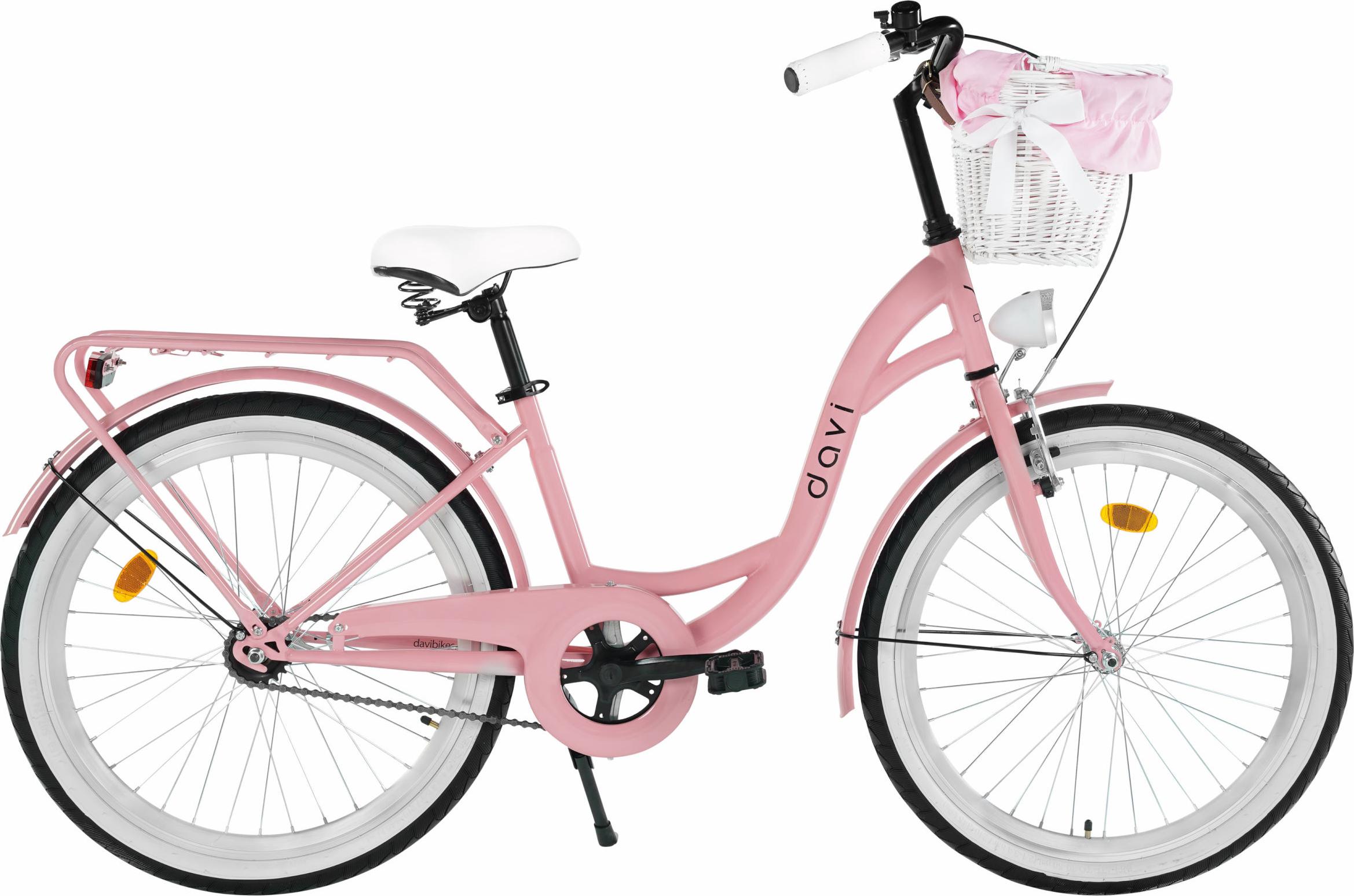 Kinderfahrrad Davi Amelia 24", 1 Gang, 130-165 cm, Rosa/Schwarz