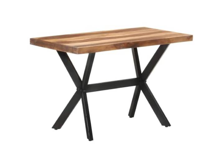 HEFZGDB Massivholz Esstisch 120x60x75 cm Honigfarben Industrial Style aus Akazien- und Kautschukholz mit Stahlgestell Handgefertigt Küchentisch Robust