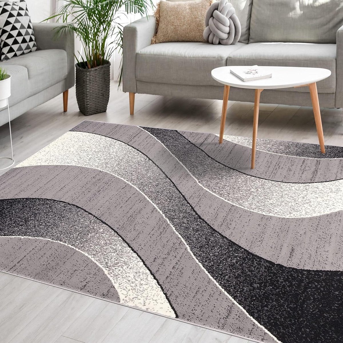 Modern Abstract Vloerkleed - Rechthoekig - Grijs