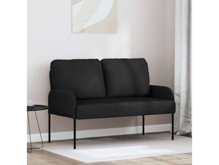 ZQQLVOO Sofa Mit Kissen 110cm Schwarz Sperrholz Polyesterbezug, Metallunterstützung, Bullnose-Design, für Wohnzimmer