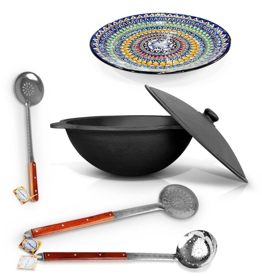 Set van Kazan met gietijzeren pan en accessoires - 22 liter