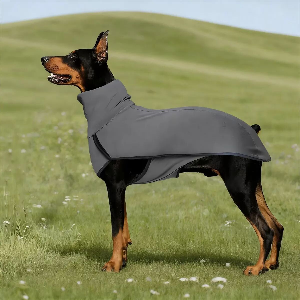 INF Warmes Hunde-Halsband-Weste in Uni – Bequeme Kleidung für Zuhause Grau 4XL