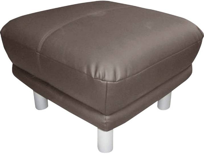 Hocker, Naturleder & Microfaser, Grau (Taupe), 66×44 cm, Bequem & Elegant, TRENDMANUFAKTUR