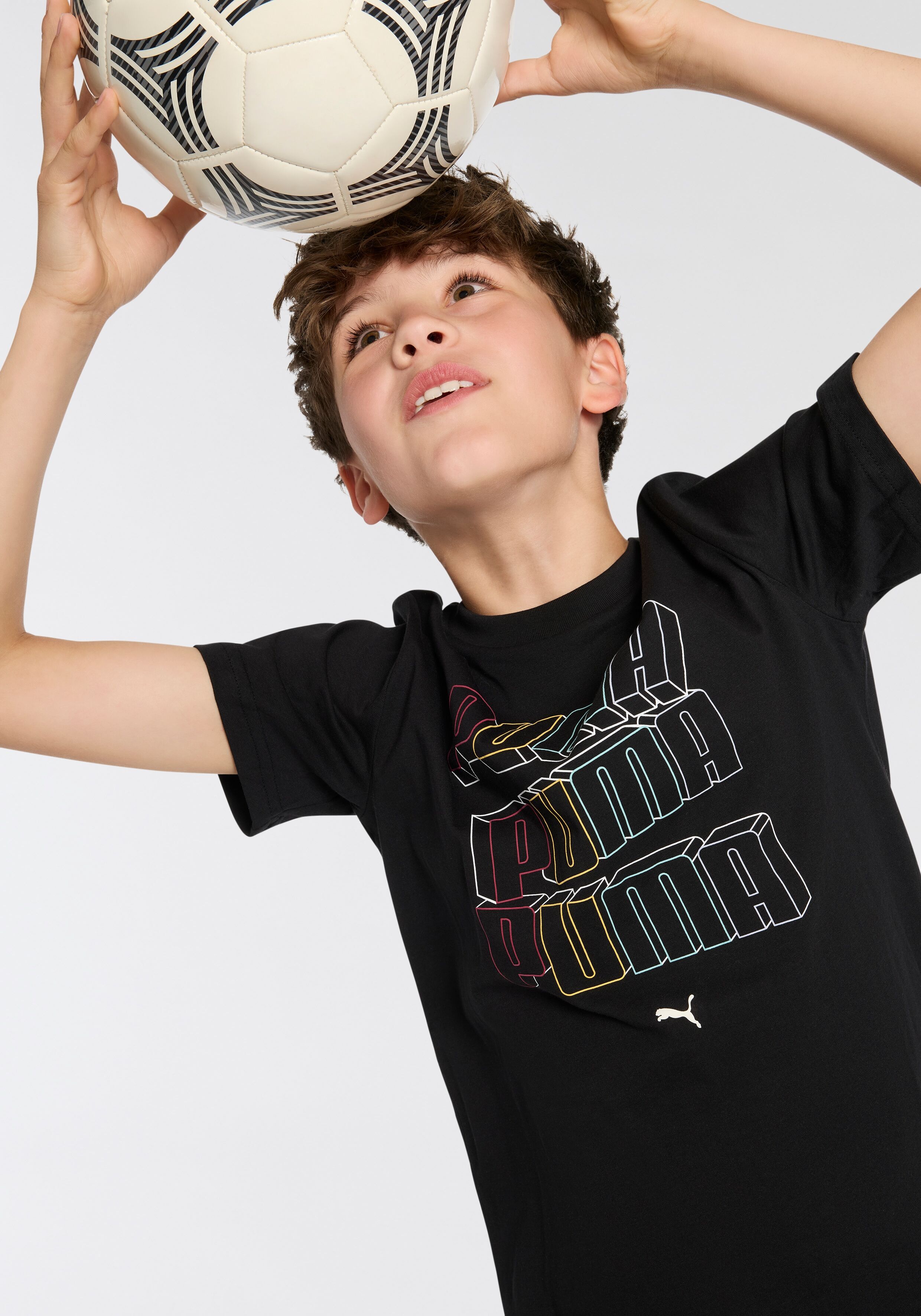 T-Shirt PUMA "ESS LOGO LAB HOG TEE B", Jungen, Gr. 152, schwarz (puma schwarz), Jersey, Obermaterial: 100% Baumwolle, unifarben, regular fit normal, Rundhals, Shirts T-Shirt, für Jugendliche, sportlicher Stil, Kurzarm, Rundhalsausschnitt puma schwarz 152