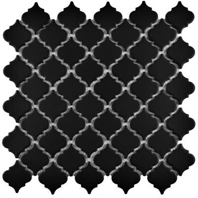"Merola Tile Hudson Tangier Matte Black 12-3/8"" x 12-3/8"" Porcelain Floor and Wall Tile"