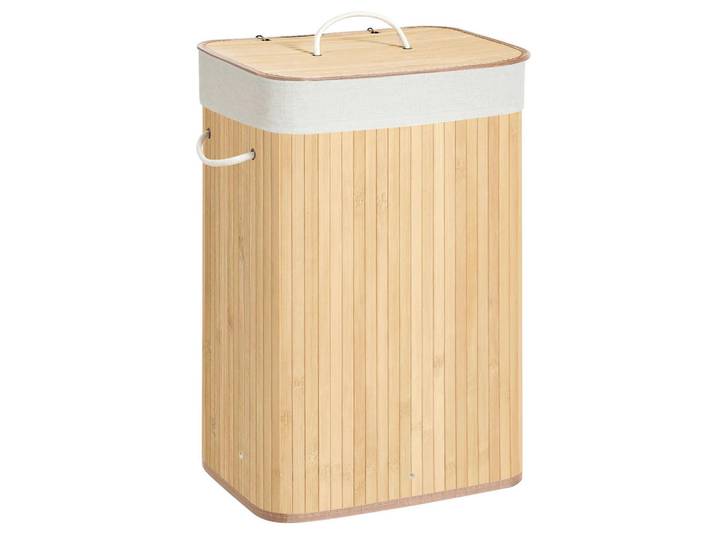 Wäschekorb, Naturfarben, Metall, Naturmaterialien, 72 l, 40x60x30 cm, Tragegriffe, Deckel, Innenfutter, Haushalt & Reinigung, Wäschepflege, Wäschekörbe & Wäschetonnen