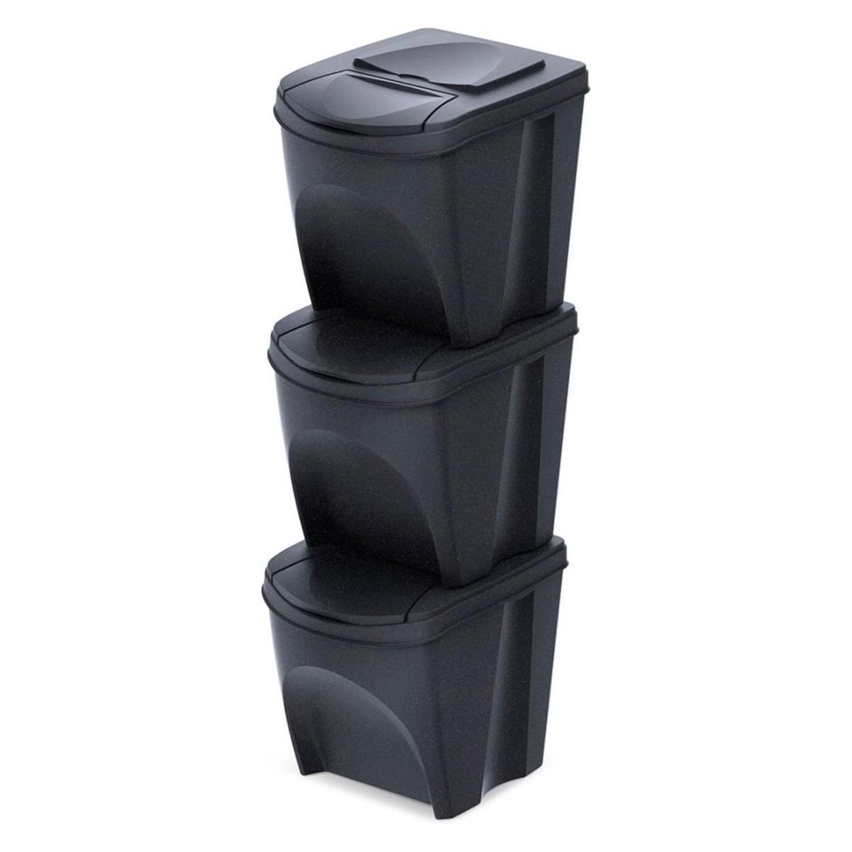 Prosperplast Ein Satz ECO SET3 Anthrazit ECO 25L Abfallbehälter... (25 l) (AUR000390)