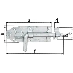 Bolzenriegel mit Schlaufe, 230x70mm, feuerverzinkt