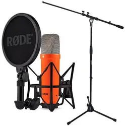 RØDE Mikrofon NT1 Signature Orange mit Mikrofonständer, Mikrofon