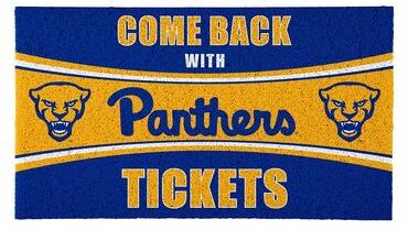 Evergreen "University of Pittsburgh 28 in. x 16 in. PVC ""Come Back With Tickets"" Trapper Door Mat"