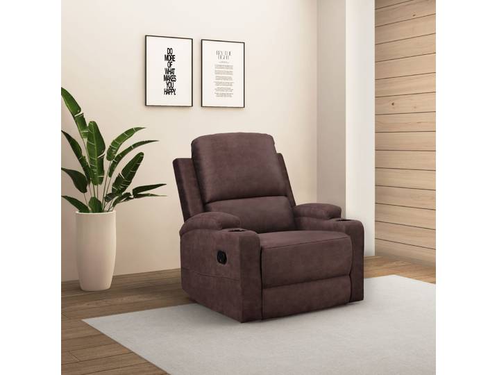 Fauteuil relax manuel en microfibre marron foncé