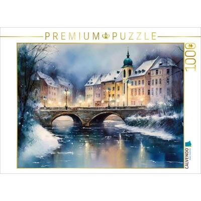 CALVENDO Puzzle Beleuchtete Brücke im Winter | 1000 Teile Lege-Größe 64x48cm Foto-Puzzle für glückliche Stunden, Sonstige von , Calvendo Puzzle