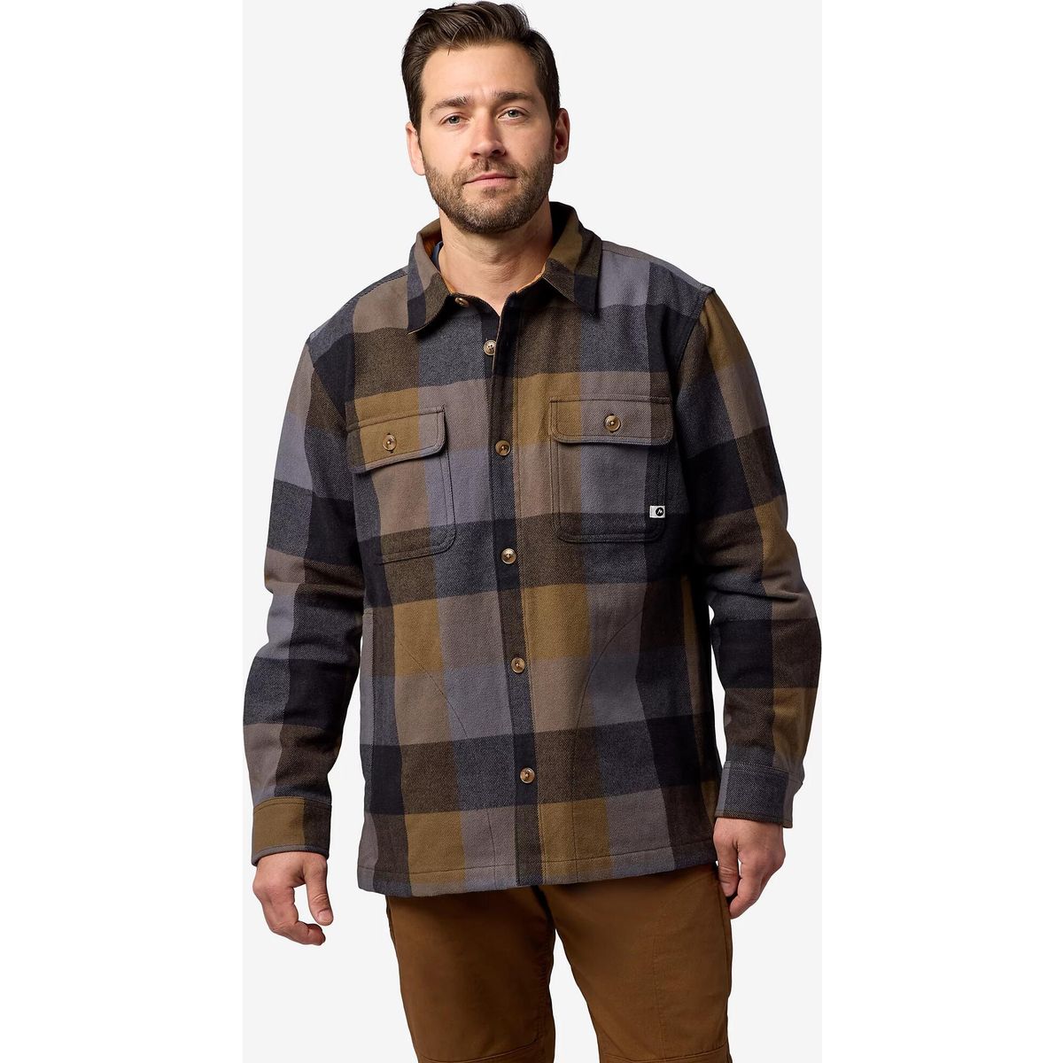 Marmot Pinecrest Heavyweight Flannel Overshirt dromedary steel plaid (43047) S M16326-43047-S