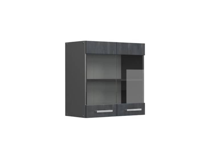 Vicco Küchenglasschrank R-Line, Schwarz Beton, 60 cm 2 Türen · 1 Einlegeboden · Tiefe – 31 cm · Frei kombinierbar · Alles im Blick