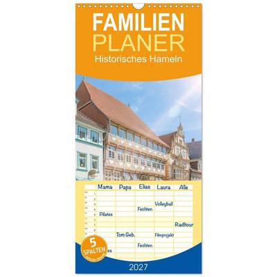 Familienplaner 2027 - Historisches Hameln mit 5 Spalten (Wandkalender, 21 x 45 cm) CALVENDO