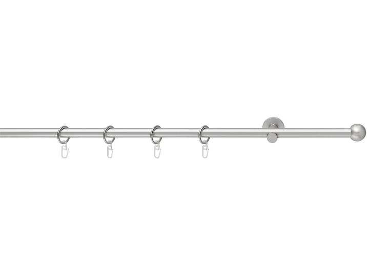 Gardinenstange GOOD LIFE BOLA Gr. 2, grau (chromfarben), L:110cm Ø:16mm, Kunststoff, Metall, Gardinenstangen, Gardinenstange, mit Ringen
