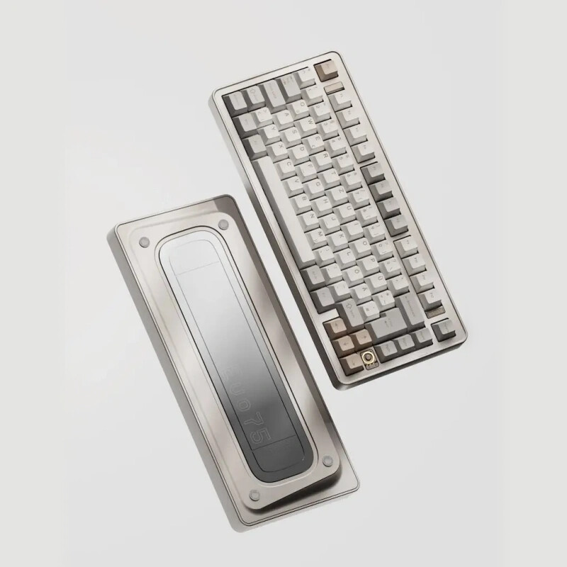 Ticktype EVO75 Tri-Mode Draadloos Mechanisch Toetsenbord, US-Layout, Volledig Aluminium, Hot-Swappable, VIA-Compatibel, Romige Rogge Switches, 8000 mAh, RGB, Geanodiseerd Eerste Licht