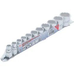 BGS Steckschlüssel-Einsatz-Satz Zwölfkant Antrieb Innenvierkant 10 mm (3/8") Zollgrößen 11tlg. - 9112
