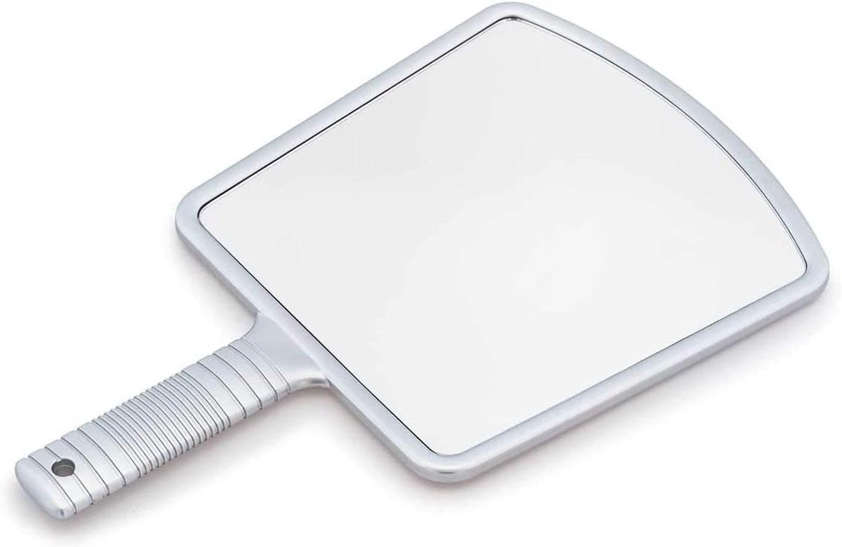 Zilveren handspiegel voor professionals, tabletop kappersspiegel zonder vervorming, 22 x 36,2 cm