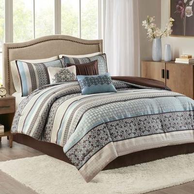 Jla Home/Bed Princeton Comforter Bed Set Blue, King, Blue