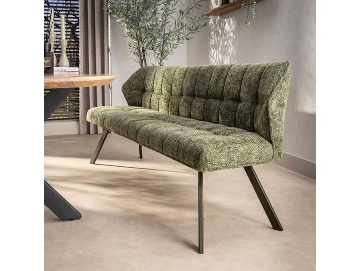Esszimmerbank Muda , 180cm , Hoven-Stoff / Chenille , grün-braun