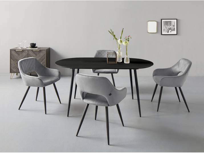 Esstisch GOODPRODUCT Eadwine, Ovaler Tisch, Küchentisch , schwarz, B:160cm H:76cm T:90cm, Tische, Esstisch, Tischplatte aus MDF, verschiedene Grössen und Farbvarianten