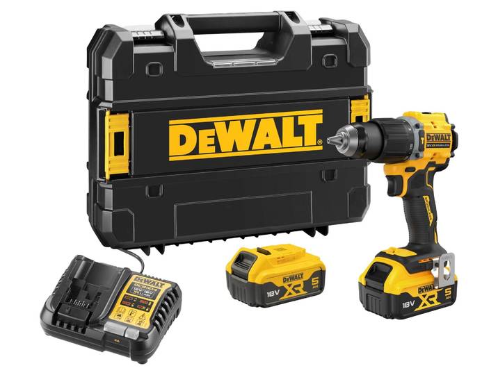 Perceuse-visseuse à percussion compacte XR 18V 5 Ah Li-Ion Brushless - DEWALT - DCD799P2T-QW