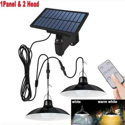 Uplift Treasures LED Solar Powered Pendant Hanging Light With Remote Control 2head warm White