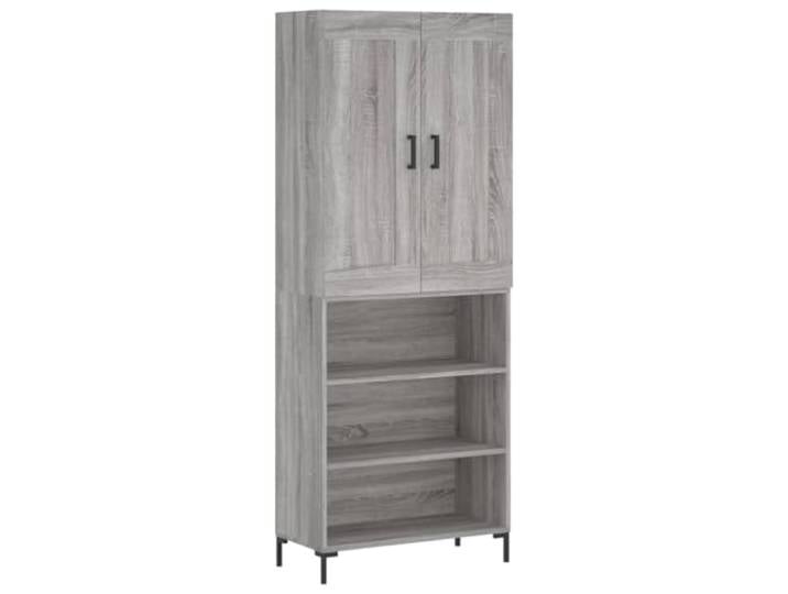Roanoer Highboard Grau Sonoma 69,5x34x180 cm Schrank aus Holzwerkstoff Elegantes Highboard in Grau Sonoma für Wohnzimmer und Flur, viel Stauraum mit geräumigen Fächern und stabilen Metallfüßen.