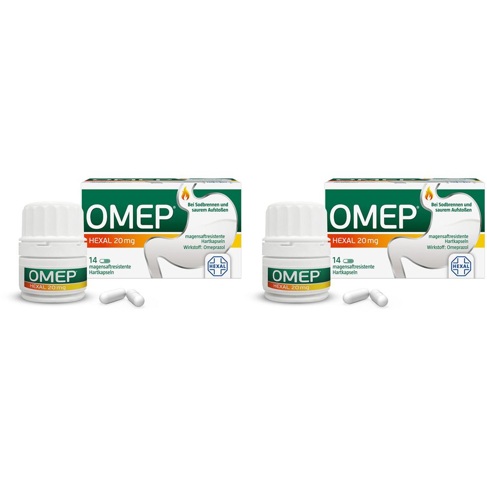 Omep Hexal 20 mg magensaftresistente Hartkapseln Doppelpack 2x14 St Magensaftresistente