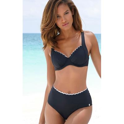 Bügel-Bikini-Top LASCANA "Camilla", Damen, Gr. 46, Cup F, schwarz, Polyamid, unifarben, Bikini-Oberteile, mit kontrastfarbenem Detail