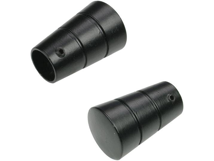 Gardinenstangen-Endstück LIEDECO Concav mit Rille , schwarz, H:2,5cm L:4,5cm Ø:1,6cm, Gardinenstangenendstücke, Gardinenstangen-Endstück, für Gardinenstangen Ø 16 mm